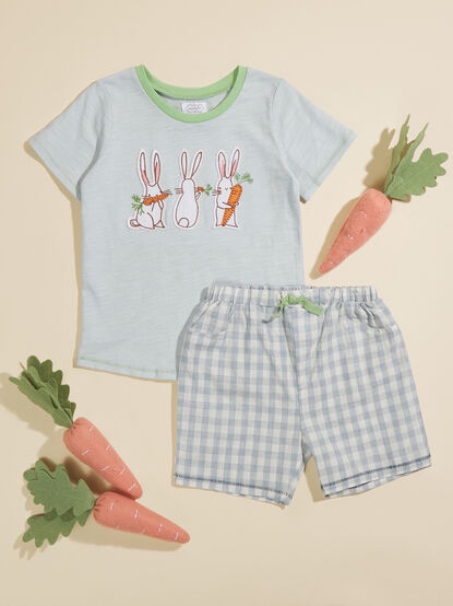 Rabbit Tee and Gingham Shorts Set by Mudpie - TULLABEE
