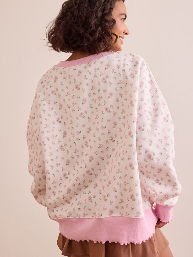 Mindful Rest Floral Lettuce Edge Pullover Detail 5 - TULLABEE
