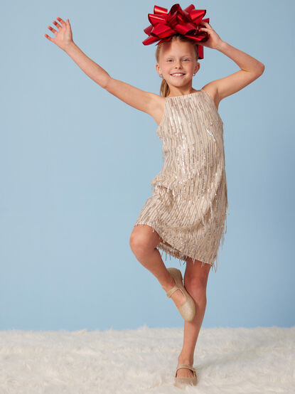Arabella Fringe Sequin Youth Dress - TULLABEE