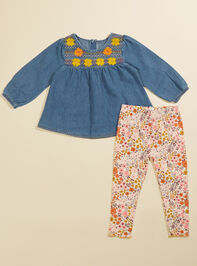 Leanne Embroidered Top and Floral Legging Set - TULLABEE