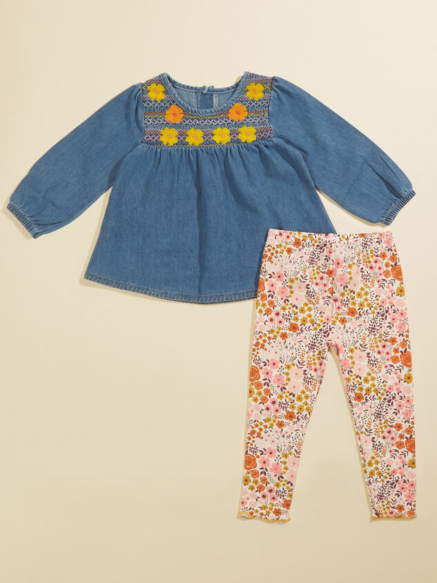 Leanne Embroidered Top and Floral Legging Set - TULLABEE