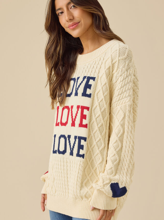 Love Cable Knit Pullover Detail 4 - TULLABEE