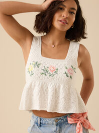 Sloane Pointelle Floral Tank - TULLABEE
