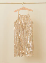 Arabella Fringe Sequin Youth Dress Detail 2 - TULLABEE