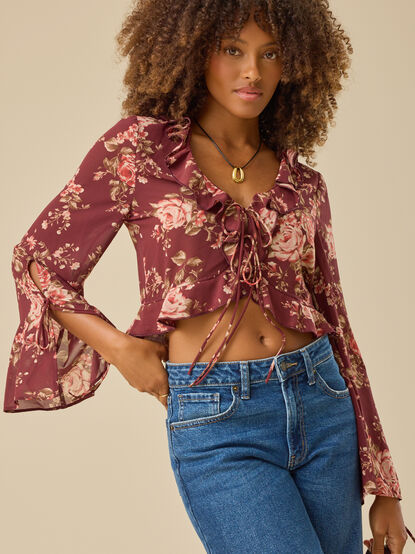 Serenity Floral Tie Front Top - TULLABEE