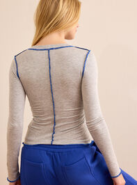 Ruched Contrast Long Sleeve Detail 5 - TULLABEE