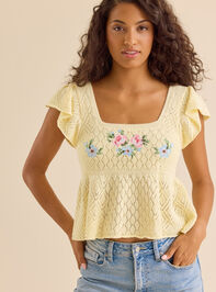 Kaiya Floral Pointelle Babydoll Top Detail 2 - TULLABEE