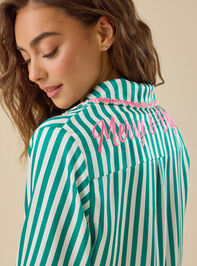 Rosemary Satin Stripe Sleep Top Detail 2 - TULLABEE