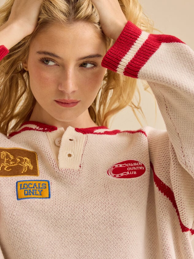 Lainey Western Patch Sweater Detail 6 - TULLABEE
