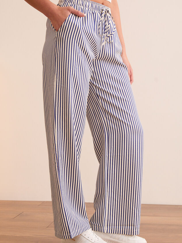 Unwind Striped Lounge Pants Detail 4 - TULLABEE