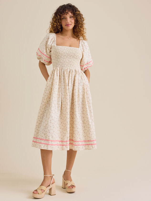 Ella Velvet Trim Floral Mama Dress - TULLABEE