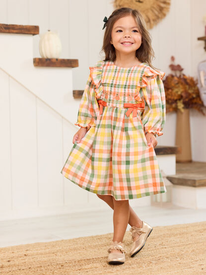 October Plaid Toddler Dress - TULLABEE