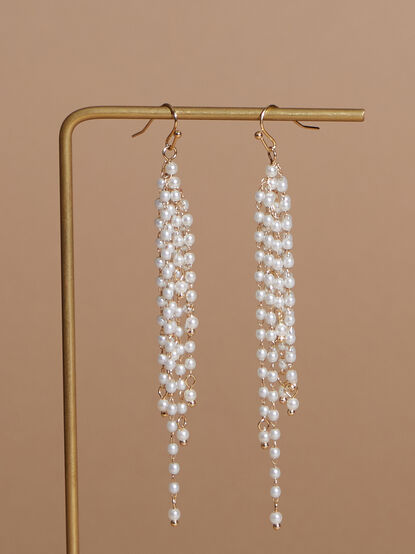 Pearl Fringe Dangle Earrings - TULLABEE