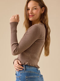 Emily Tie Front Ruffle Cardigan Detail 2 - TULLABEE