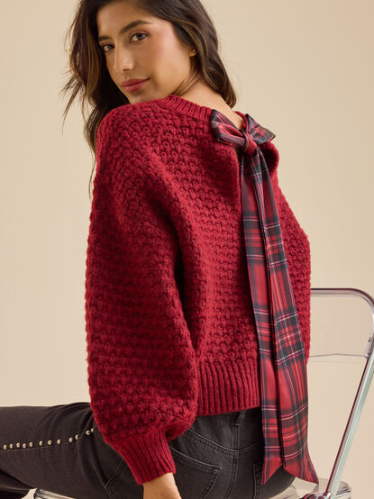 Betty Plaid Bow Sweater - TULLABEE