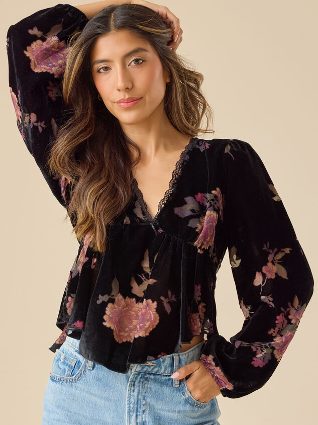 Lindsey Velvet Babydoll Top Detail 4 - TULLABEE