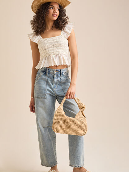 Stacie Crochet Woven Top - TULLABEE