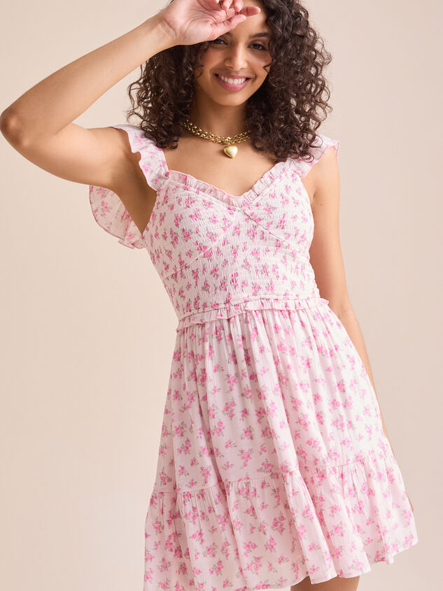 Pixie Floral Mini Dress Detail 3 - TULLABEE