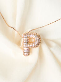 18K Gold Monogram Charm Necklace - P Detail 2 - TULLABEE