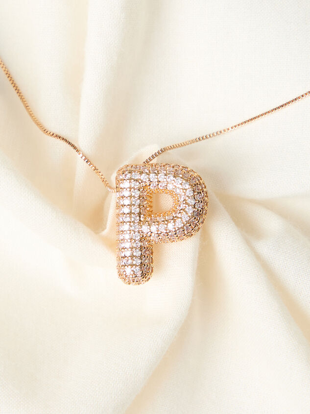 18K Gold Monogram Charm Necklace - P Detail 2 - TULLABEE