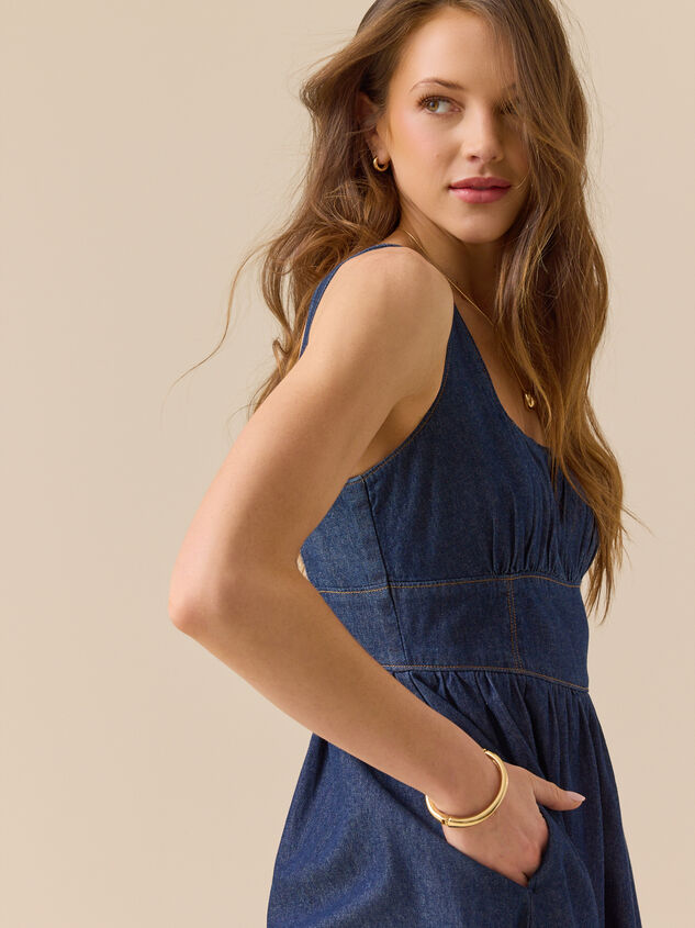 Janice Denim Midi Dress Detail 2 - TULLABEE