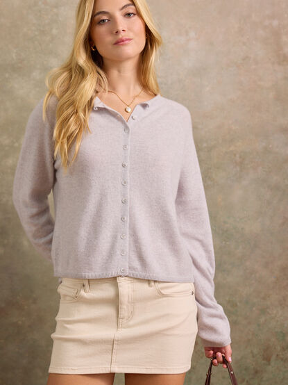 Brighton Cashmere Roll Neck Cardigan - TULLABEE