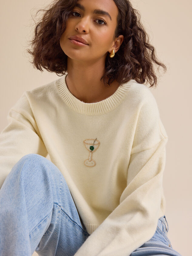 Cherish Beaded Martini Cropped Sweater Detail 3 - TULLABEE