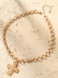 Textured Cross Charm Necklace - TULLABEE