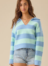 Lyra Stripe Polo Sweater Detail 2 - TULLABEE