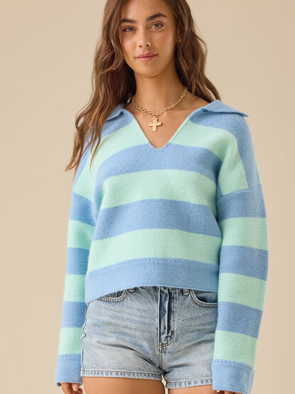 Lyra Stripe Polo Sweater - TULLABEE
