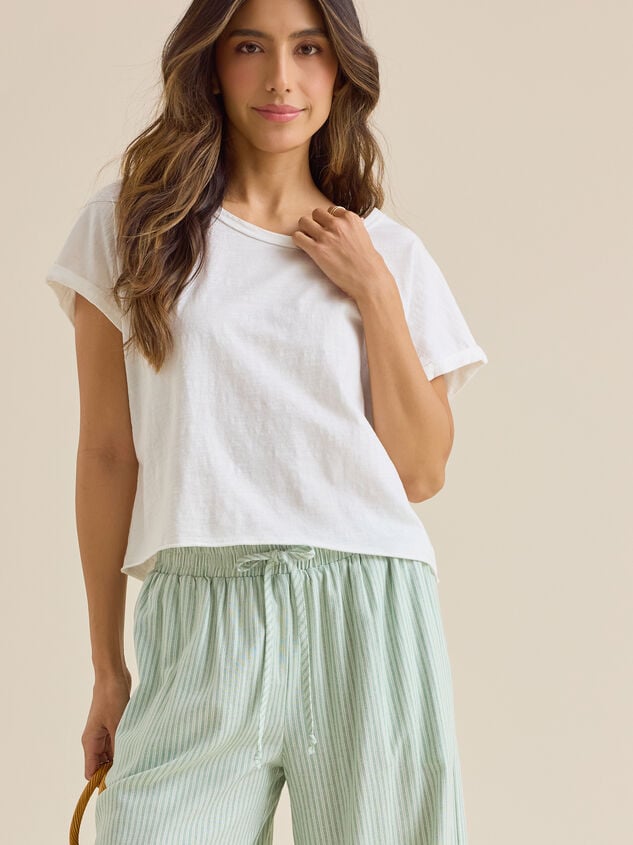 Demi Slub Roll Sleeve Tee Detail 3 - TULLABEE