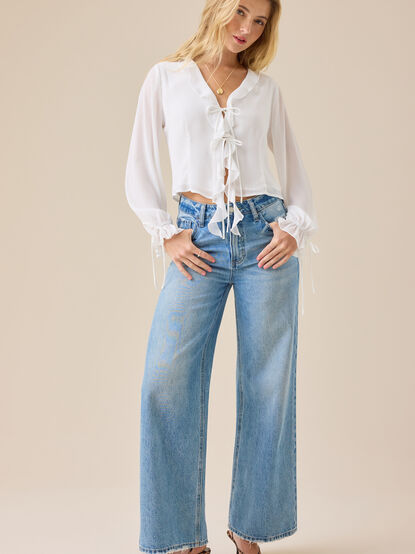 Caroline Ruffle Tie Front Top - TULLABEE