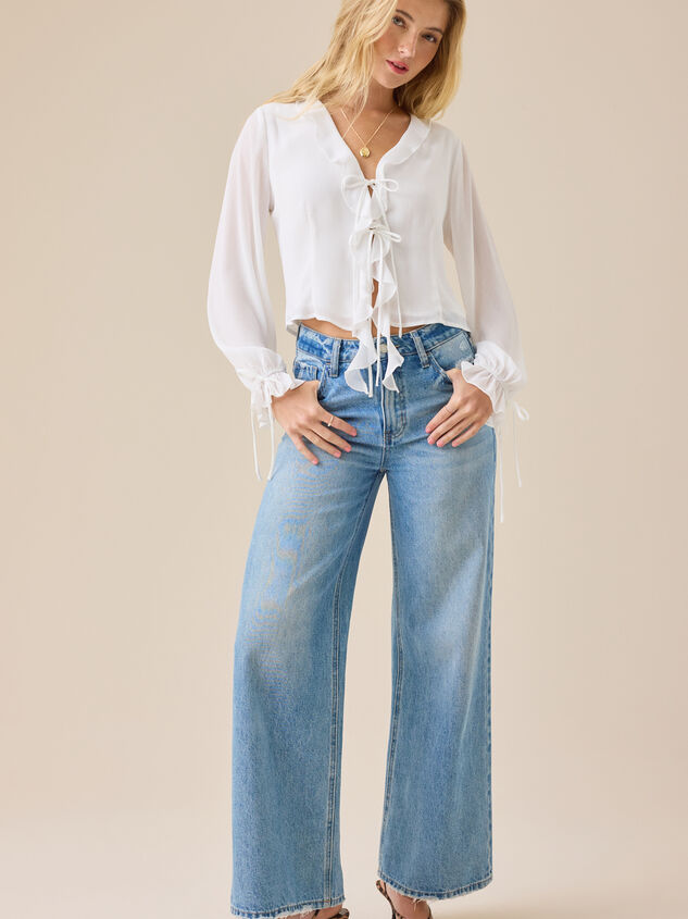 Caroline Ruffle Tie Front Top Detail 2 - TULLABEE