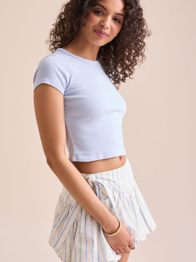 Embroidered Bow Baby Tee Detail 4 - TULLABEE