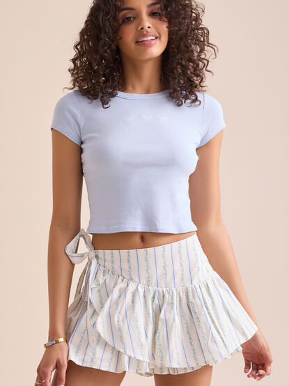 Embroidered Bow Baby Tee - TULLABEE