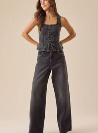 Roxy Denim Lace Up Top Detail 2 - TULLABEE