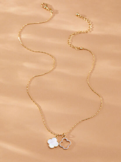 18K Gold Double Clover Necklace - TULLABEE