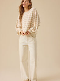 Addison Striped Balloon Sleeve Top Detail 2 - TULLABEE