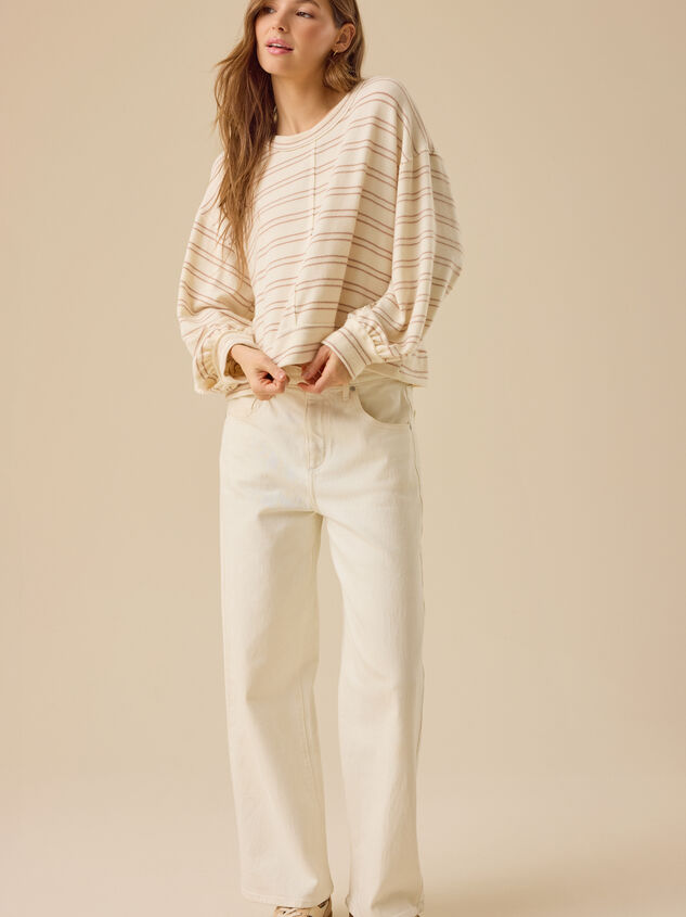 Addison Striped Balloon Sleeve Top Detail 2 - TULLABEE