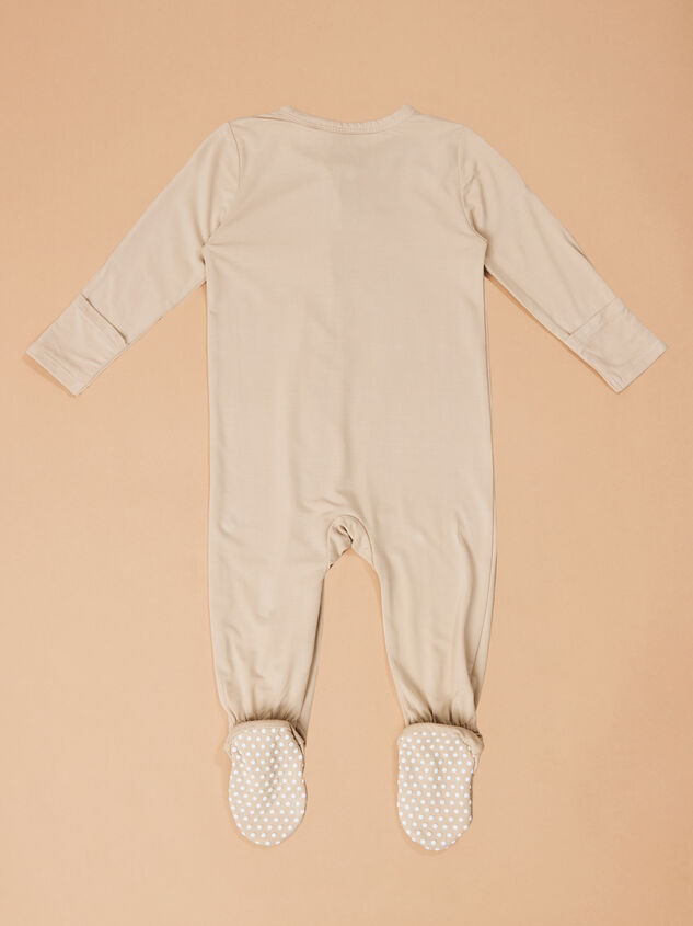 Cozy Sand Zip Footie Detail 2 - TULLABEE