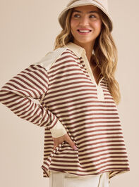 Aileen Oversized Striped Polo Detail 4 - TULLABEE