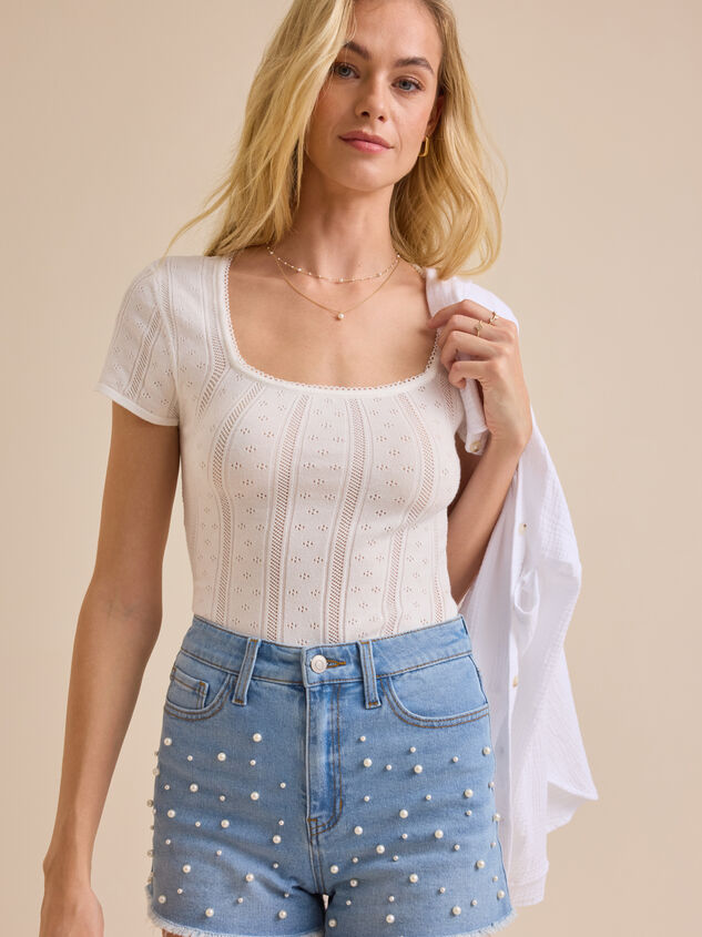 Jensine Pearl Denim Shorts - TULLABEE