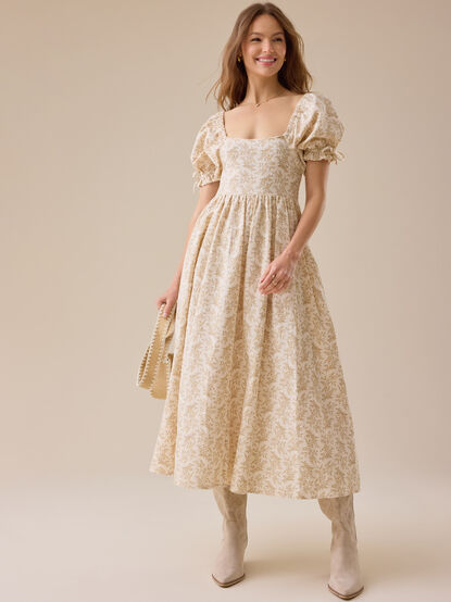 Hettie Puff Sleeve Mama Midi Dress - TULLABEE