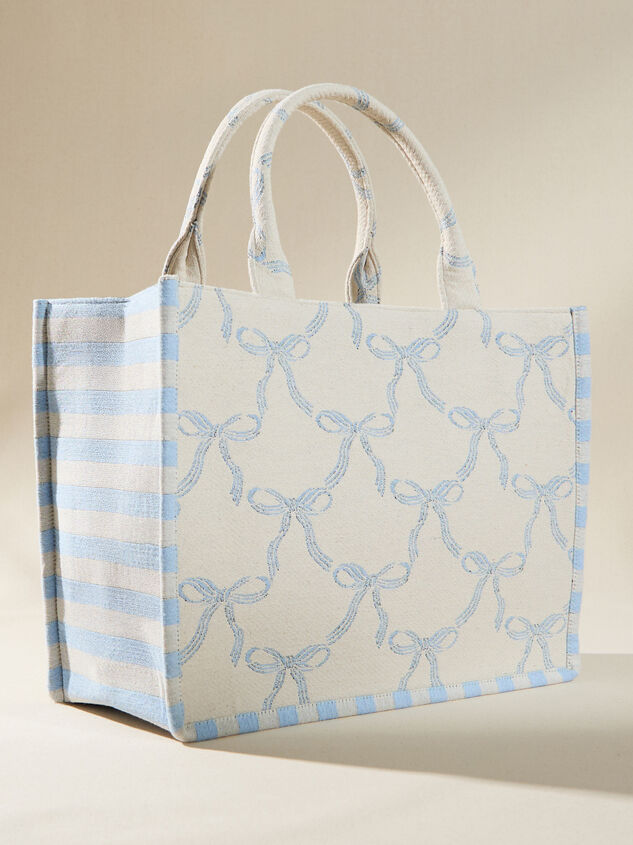 Bow Striped Tote Bag Detail 3 - TULLABEE
