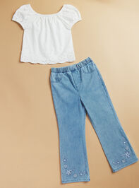 Gianna Puff Sleeve Eyelet Top and Pant Set - TULLABEE