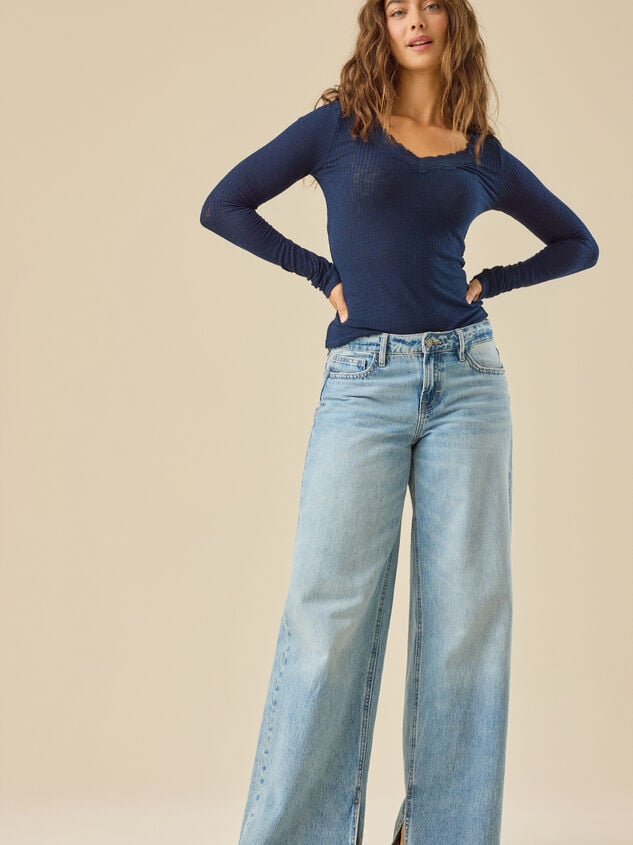 Victoria Lace Ribbed Top Detail 2 - TULLABEE