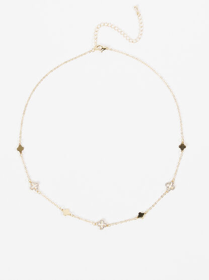 Crystal Clover Link Choker Necklace - TULLABEE