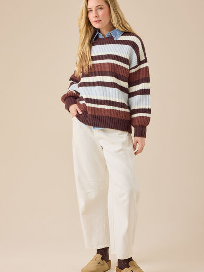 Suede Striped Tunic Pullover - TULLABEE