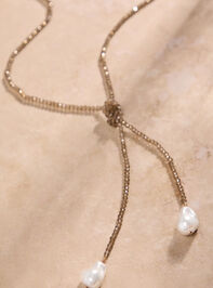 Beaded Wrap Baroque Pearl Necklace Detail 3 - TULLABEE