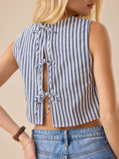 Issy Striped Linen Top - TULLABEE
